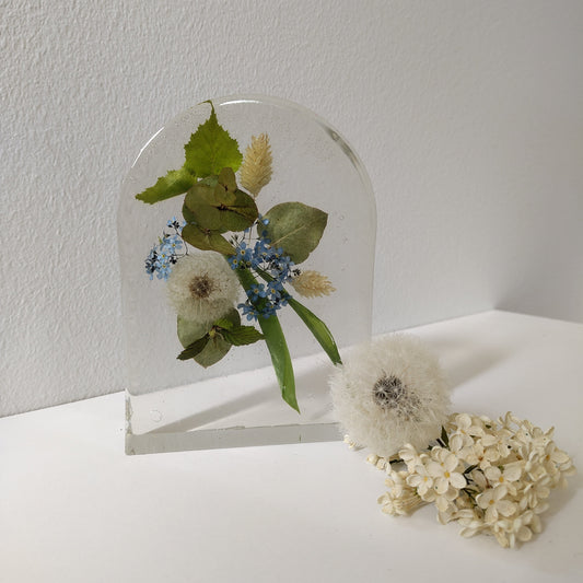 Small Arch in Epoxy Resin 11 x 15 cm with your own flowers