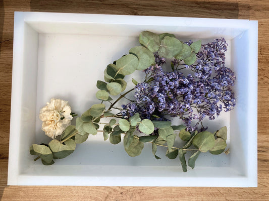 New! Big Rectangle in Epoxy Resin 20 x 30 cm with your own flowers