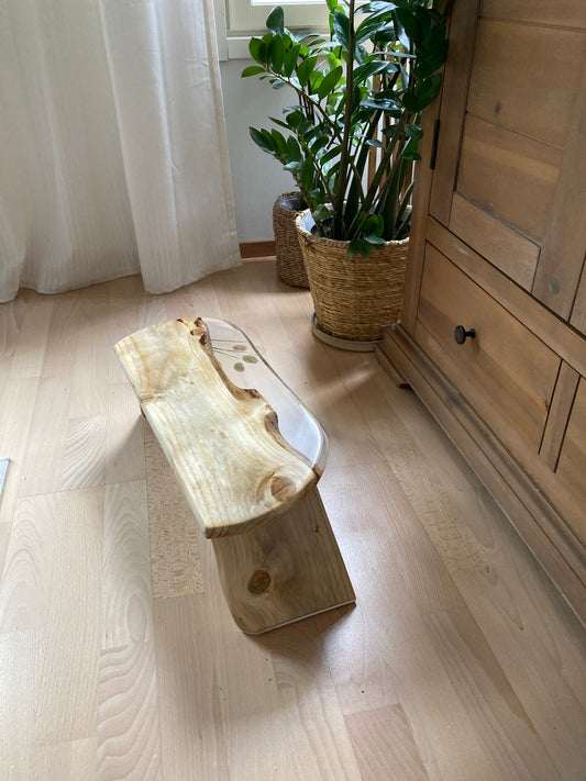 Handcrafted prayer stool in epoxy and wood